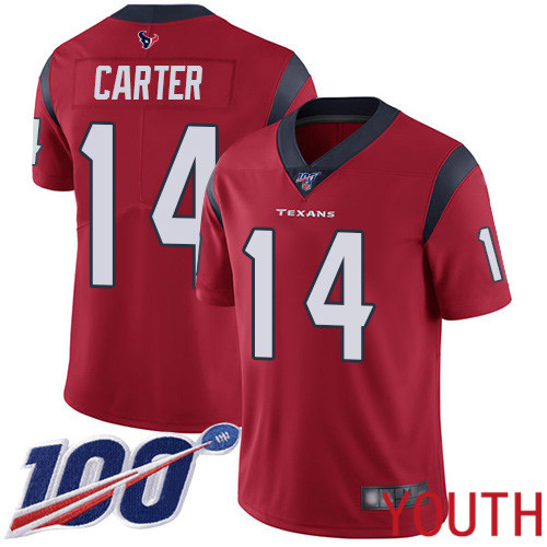 Houston Texans Limited Red Youth DeAndre Carter Alternate Jersey NFL Football #14 100th Season Vapor Untouchable